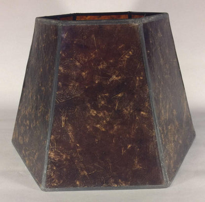 7" x 12" x 7 1/2" Antique Amber Hexagon Style Mica UNO Bridge Floor Lamp Shade - Stone Door Lamps