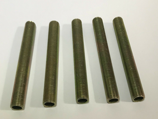 Lot Of 5, 3 1/4" ,1/8 IP Zinc Plated Steel Lamp Nipples 3/8" O.D. Rust Resistant