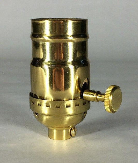 3 - Way Function Polished Solid Brass Industrial Style Turn Knob Lamp Socket SO273 - Stone Door Lamps