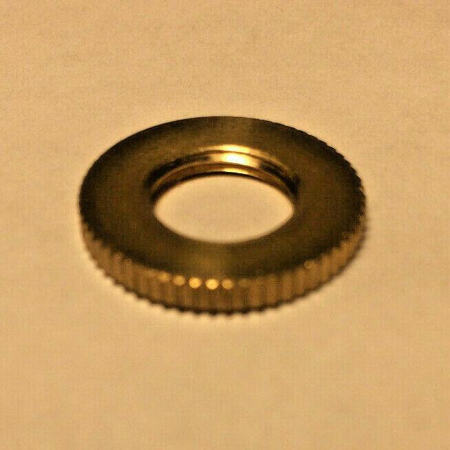 New Unfinished Brass Knurled Locknut, 1/8F (3/8" I.D.) Threads, 3/4" O.D. #LN711 - Stone Door Lamps