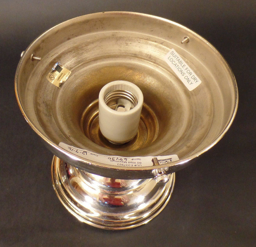 New School House Lighting Fixture, Wired, Brass w/ Nickel Finish, 6" Fitter