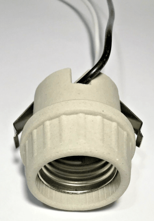 New Medium Base U-Clip Snap In Porcelain Keyless Fixture Socket, 8.5" Lead Wires