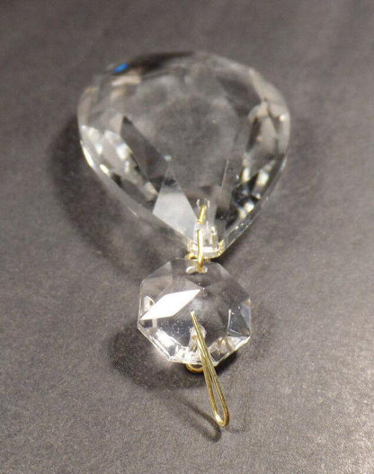 2" (50mm) Clear Glass Crystal Pendalogue Prism w/ Brass Pins Chandelier Lamp - Stone Door Lamps