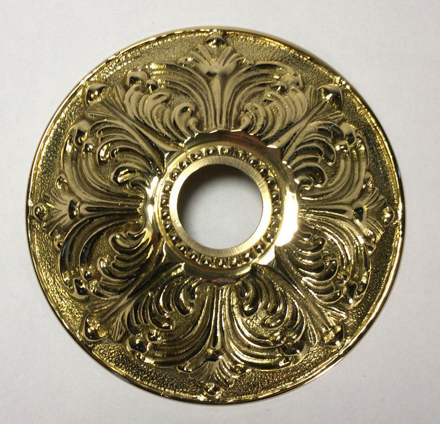 New 5 1/2" Die Cast Polished Brass Canopy With 1 1/16" Hole For Screw Collar 853