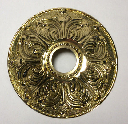 New 5 1/2" Die Cast Polished Brass Canopy With 1 1/16" Hole For Screw Collar 853