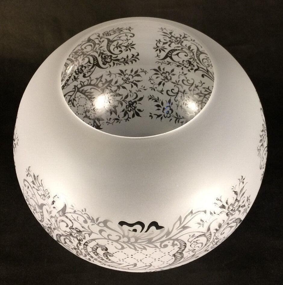 8" Venicia Satin Etched Floral Scene Gas Ball Lamp Shade