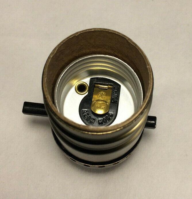 New On/Off Push - Thru Lamp Socket w/ Antique Brass Finish, Medium Base E26 CS341A - Stone Door Lamps