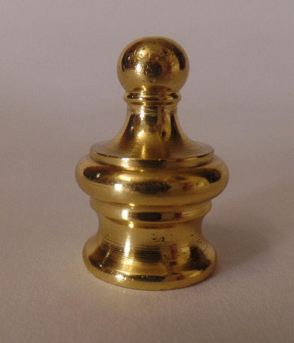 New Brass Finial For Standard Lamp Harps, 1" ht., Burnished & Lacquered #LF824