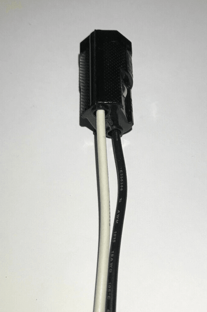New Bakelite Pigtail E12 Candelabra Socket, 6" Wire Leads, 1 1/4" Height #SO800 - Stone Door Lamps