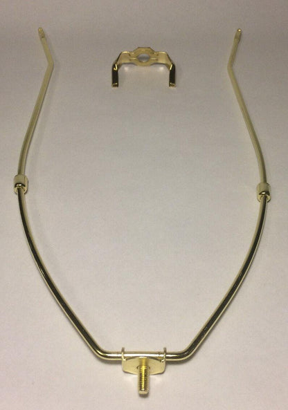 13" Brass Plated Lamp Harp w/ Base Protective Coating, regular weight #HAR65 - Stone Door Lamps