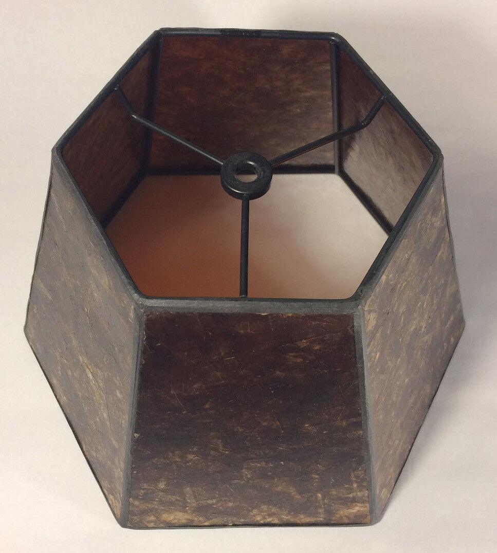 9" x 14" x 10" Antique Amber Hexagon Style Mica Bridge Floor Lamp Shade #MS704M - Stone Door Lamps
