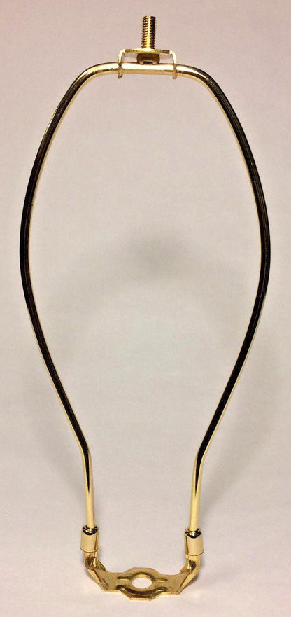 New 11 1/2" Brass Lamp HARP Shade Holder w/Base for Lamp Repair, Regular weight - Stone Door Lamps
