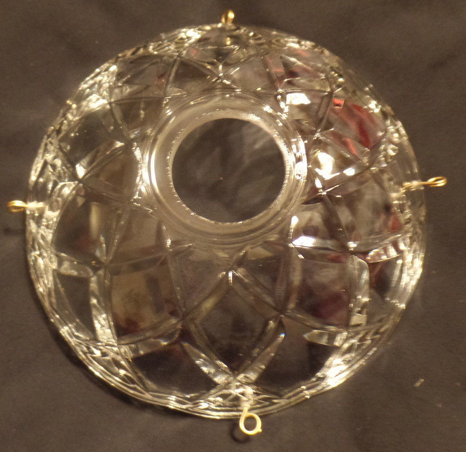 NEW 4" Pressed Glass Round Lamp Prism Chandelier Bobeche w/ 4 Brass Pins #BB900