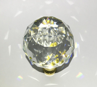 New 2 5/8" Lead Crystal Lamp Finial With Brass Base, 1/4-27F Tap, #CF003
