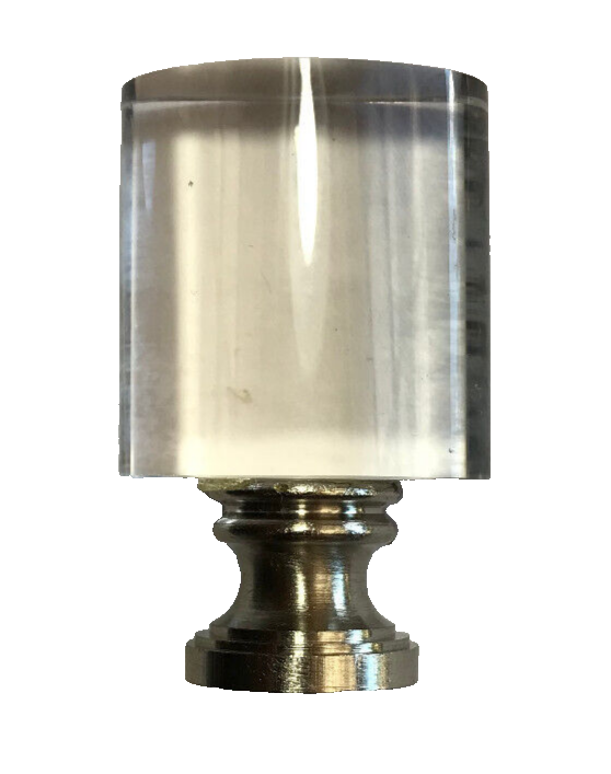 New 1 7/8" Oval Glass Drum Lamp Finial With Nickel Base, 1/4-27F Tap, LF378N