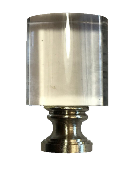 New 1 7/8" Oval Glass Drum Lamp Finial With Nickel Base, 1/4-27F Tap, LF378N
