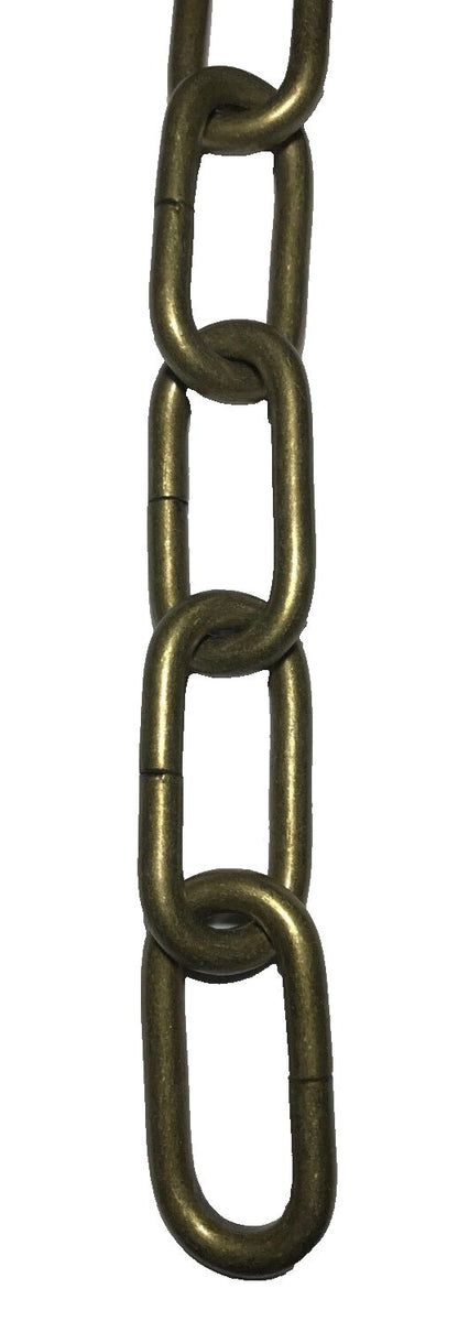 New 3 ft 0 Gauge Oval Steel Chandelier Fixture Heavy Chain, Antique Brass Finish - Stone Door Lamps