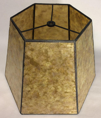 9" x 14" x 10" Golden Hexagon Style Mica Bridge Floor Lamp Shade #MS704GLD - Stone Door Lamps