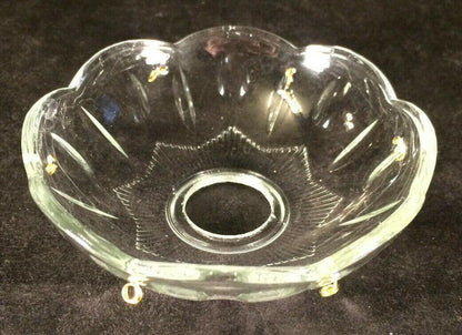 NEW 4" Pressed Glass Round Lamp Prism Chandelier Bobeche w/ 6 Brass Pins #BB922 - Stone Door Lamps