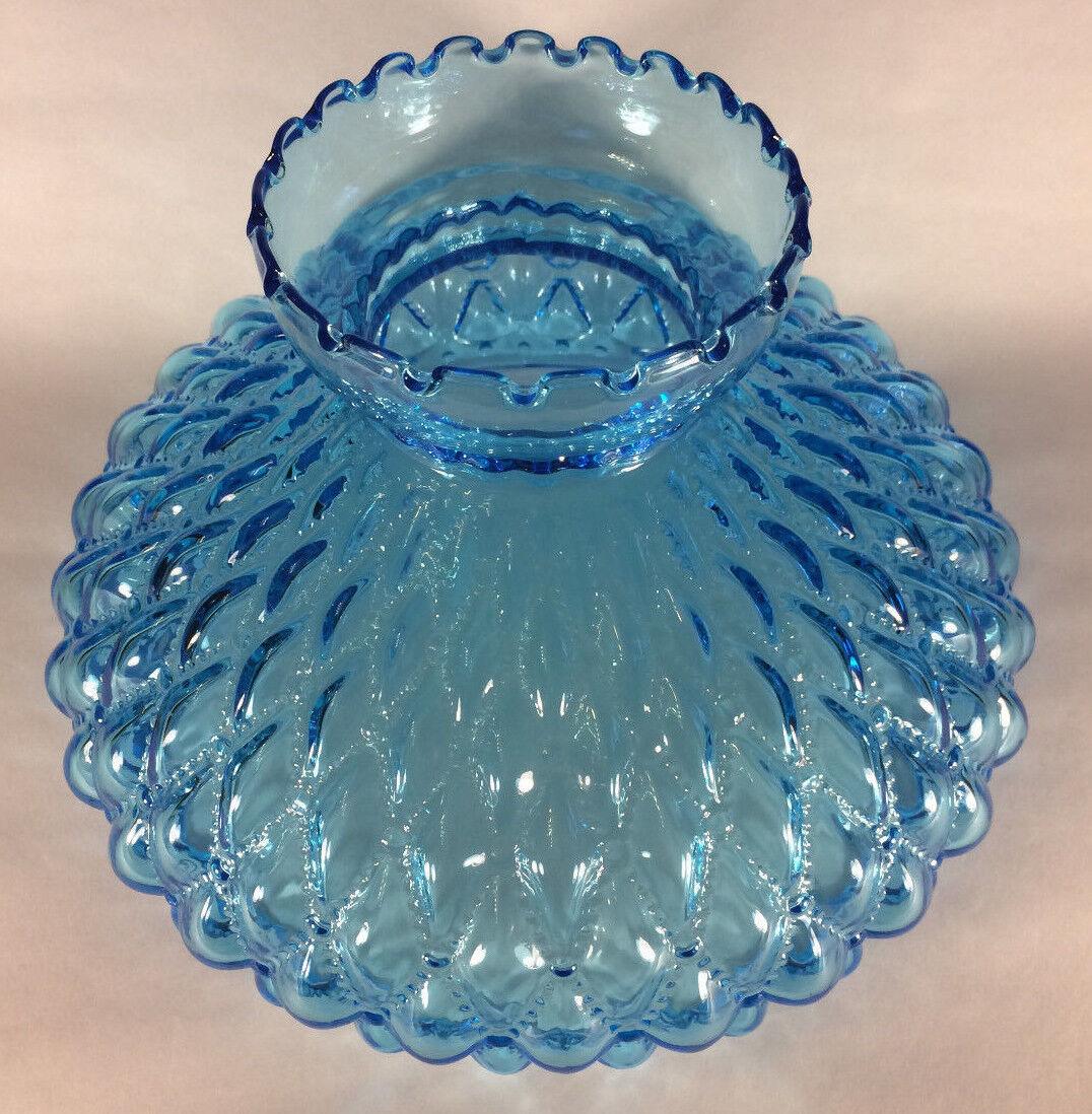 New 10" Light Blue Glass Diamond Quilted Student Lamp Shade w/ Crimp Top #SH403 - Stone Door Lamps