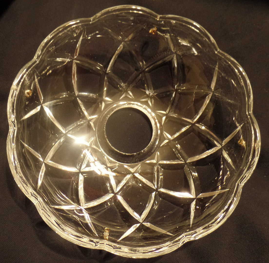 NEW 4" Pressed Glass Round Lamp Prism Chandelier Bobeche w/ 4 Brass Pins #BB900