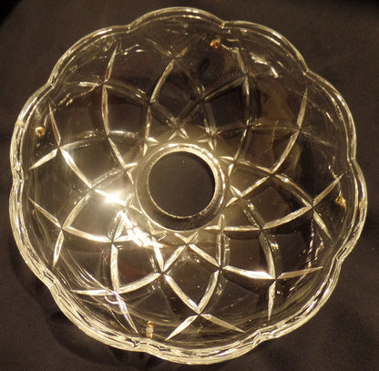 NEW 4" Pressed Glass Round Lamp Prism Chandelier Bobeche w/ 4 Brass Pins #BB900