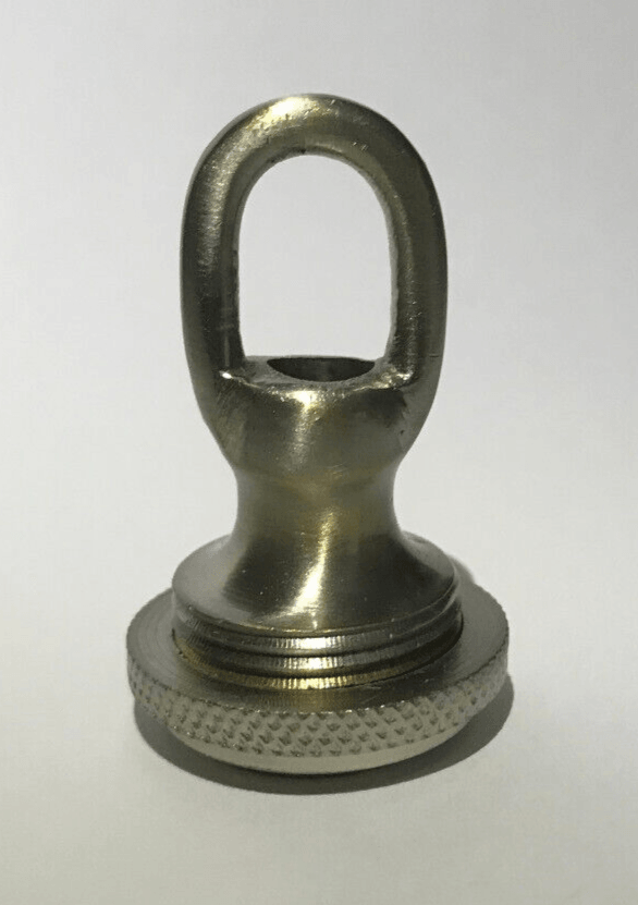 New 1 3/4" Satin Nickel, Brass Screw Collar Loop For Canopy W/ Wire Way, 1/4F - Stone Door Lamps