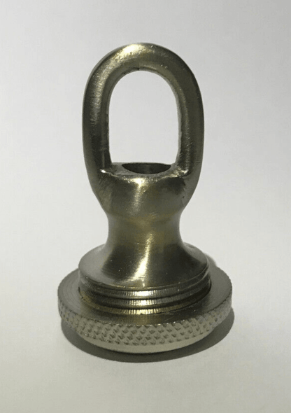 New 1 3/4" Satin Nickel, Brass Screw Collar Loop For Canopy W/ Wire Way, 1/4F - Stone Door Lamps