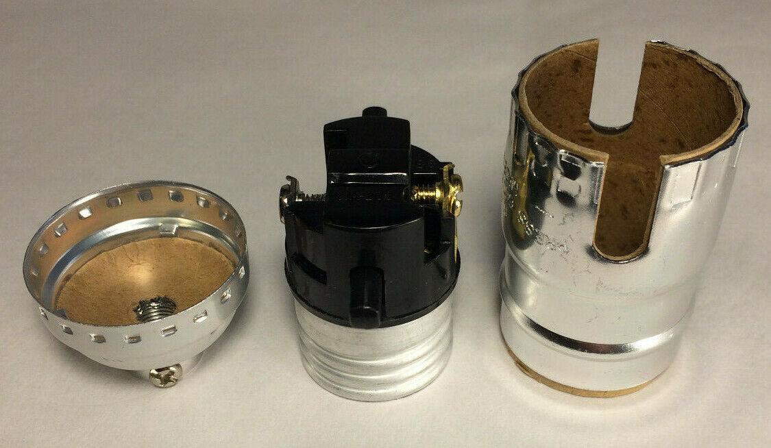 New On/Off Push - Thru Lamp Socket w/ Nickel Finish, Medium Base E26 #CS341N - Stone Door Lamps