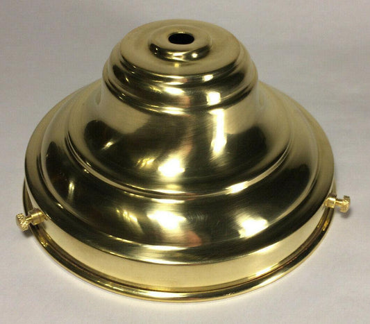New Unfinished Spun Brass 6" Fitter Fixture Shade Holder With Set Screws #SH766U - Stone Door Lamps