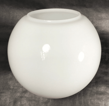 New 8" White Opal Glass Neckless Ball Pendant Shade, 4" Top Opening, USA, #BS856 - Stone Door Lamps