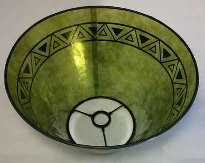 New Craftsmen Green Empire Shaped Mica Lamp Shade W/ Geometric Design Print 709E
