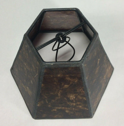 New Amber Mica Panel Mini Hexagon Shade With Torpedo Bulb Clip, 4 1/4" Height
