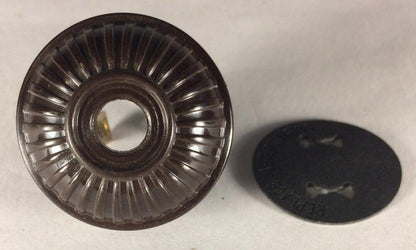 Brown Ribbed Embossed Early Electrical Style Plug for Antique Lamps + Insulator - Stone Door Lamps