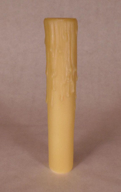 6" Tan Gold PolyBeesWax Chandelier Candelabra Candle Cover with DRIPS CC911G - Stone Door Lamps