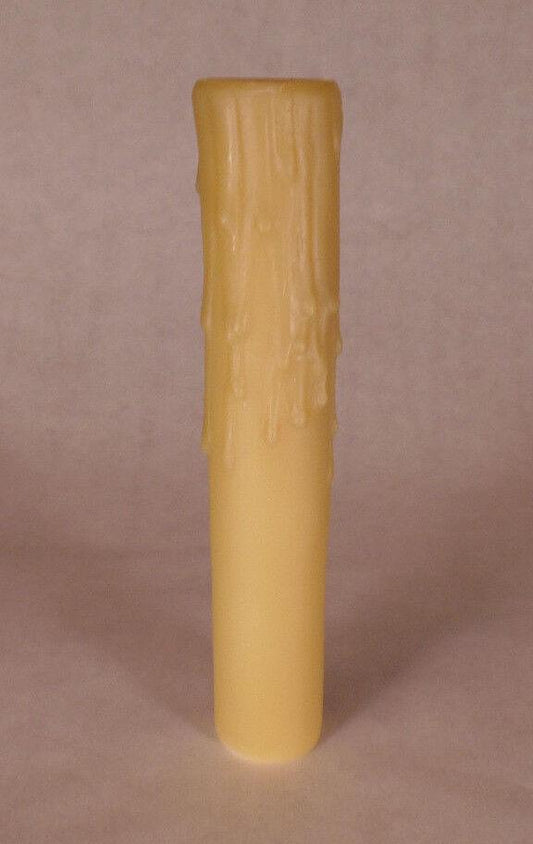 6" Tan Gold PolyBeesWax Chandelier Candelabra Candle Cover with DRIPS CC911G - Stone Door Lamps