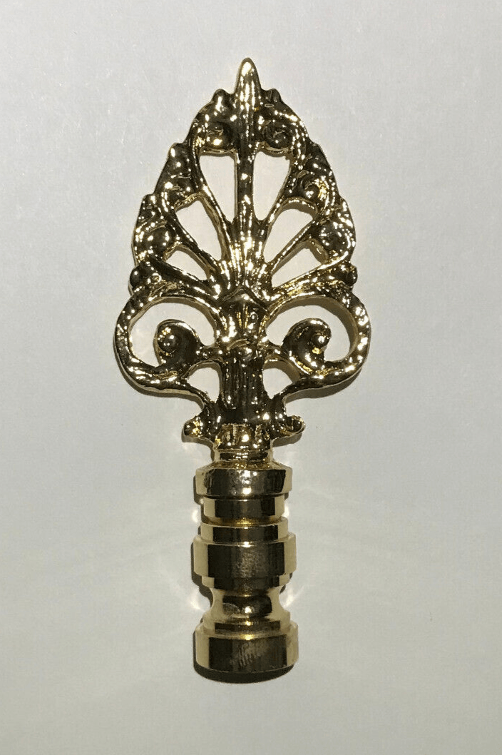 New 3 3/8" Brass Decorative Lamp Finial, Polished & Lacquered, 1/4 - 27F Tap, #116 - Stone Door Lamps