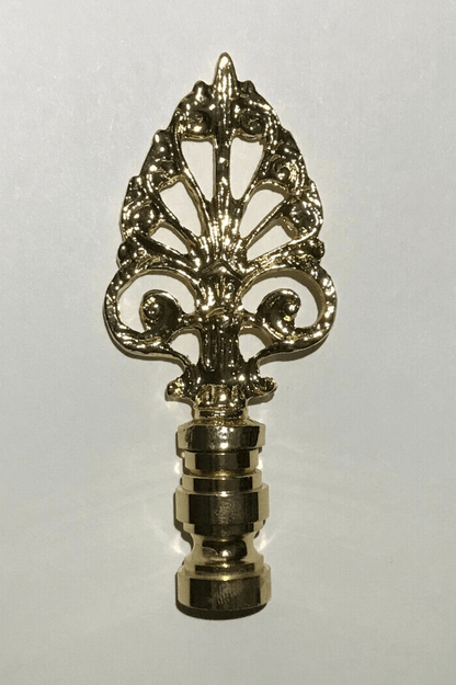 New 3 3/8" Brass Decorative Lamp Finial, Polished & Lacquered, 1/4 - 27F Tap, #116 - Stone Door Lamps