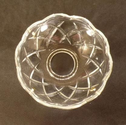 3 3/8" Pressed Glass Round Lamp Prism Chandelier Bobeche w/ 4 Brass Pins #BB925 - Stone Door Lamps