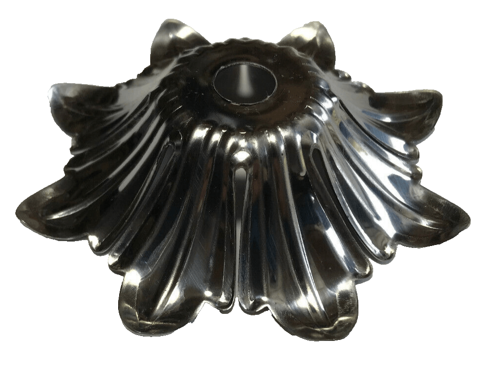 NEW 3 3/8" Stamped Unfinished Steel Bobesche, Slips 1/8IP (3/8"), 7/8" Height - Stone Door Lamps