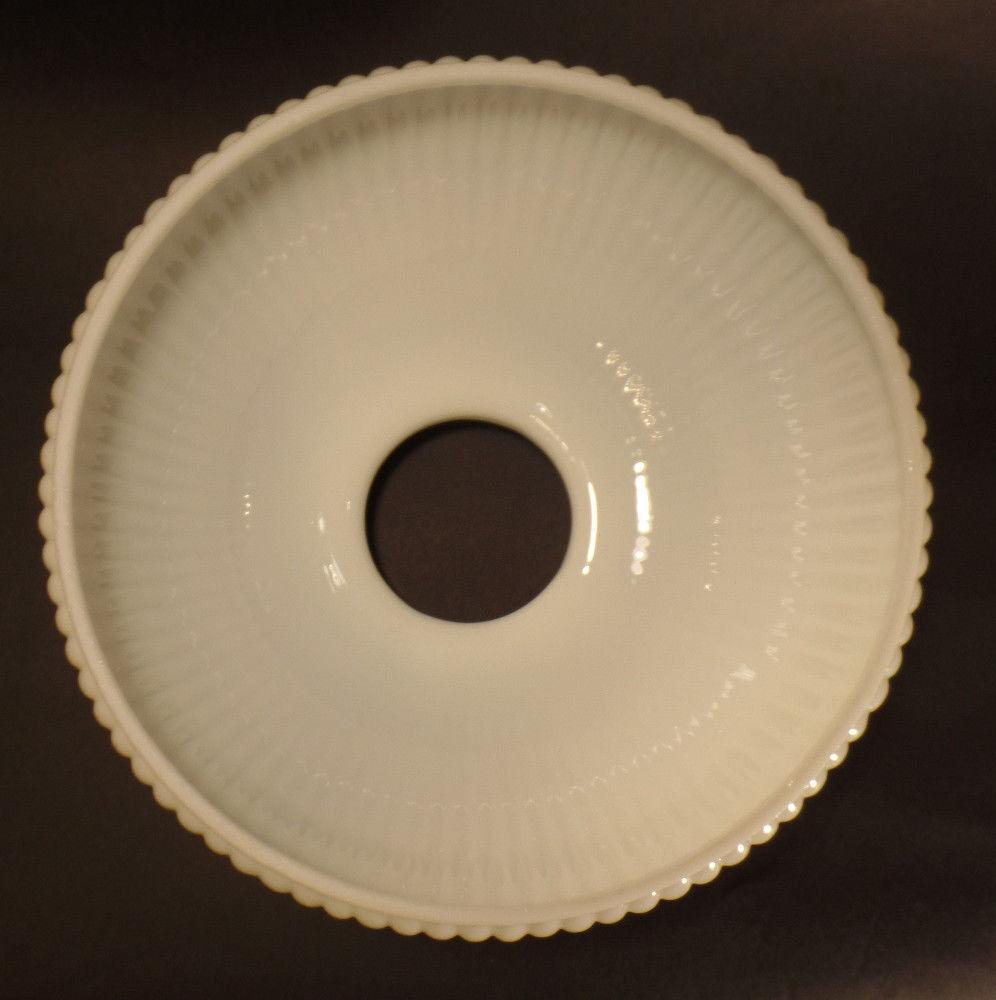 New 10" Opal White Milk Glass Ribbed Student Lamp Shade, Low Top, USA Made SH005 - Stone Door Lamps