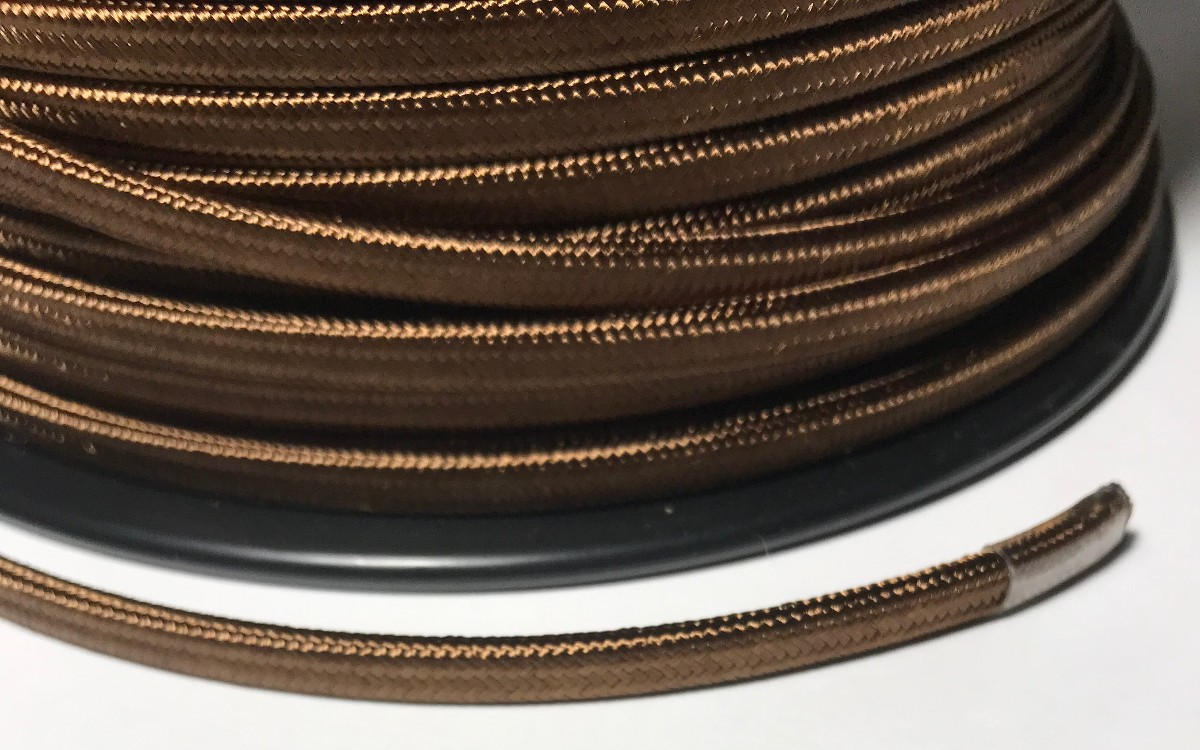 New Brown Rayon Covered Lamp Cord Wire, Parallel (2 Wire), Sold Per Ft. #RC631