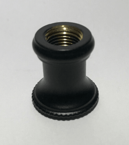 New Turned Brass Lamp Neck, Satin Black Finish, 1/8F Tap, 7/8" Ht. #BN946BK - Stone Door Lamps