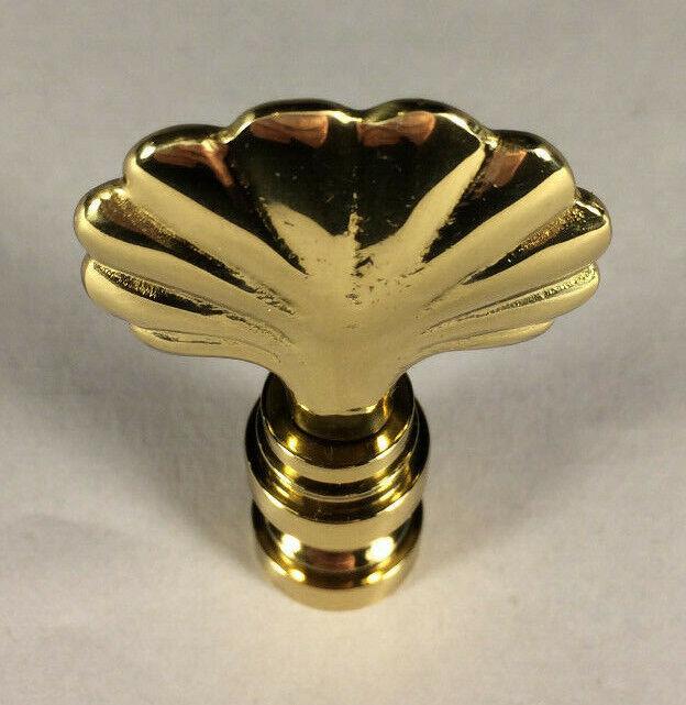 New 2 1/8" Solid Brass Scallop Shell Lamp Harp Finial Polished & Lacquered LF158 - Stone Door Lamps