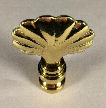 New 2 1/8" Solid Brass Scallop Shell Lamp Harp Finial Polished & Lacquered LF158 - Stone Door Lamps