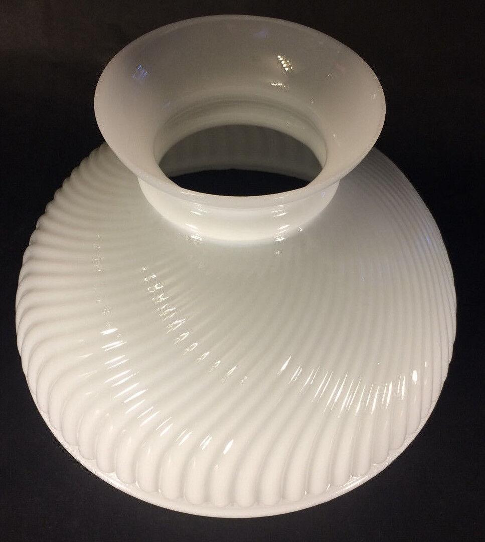 New 10" Opal White Milk Glass Rib Swirl Student Lamp Shade, USA made, #SH010 - Stone Door Lamps