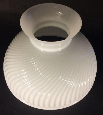 New 10" Opal White Milk Glass Rib Swirl Student Lamp Shade, USA made, #SH010 - Stone Door Lamps