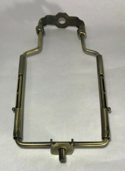 New 9" - 11" Adjustable Heavy Duty Lamp Harp Shade Holder With Base, Antique Brass - Stone Door Lamps