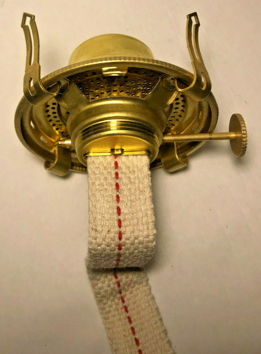 New #2 Solid Brass Queen Anne Oil Lamp Burner W/ Wick, For 3" Base Chimney OB622
