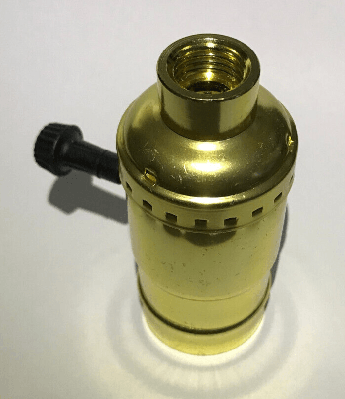 New 3 Way Turn Knob E26 Lamp Socket For Standard Bulbs, 1/4 IPS (1/2") Cap 349QC - Stone Door Lamps